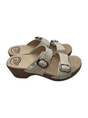 Dansko Sophie Wedge Sandals Women’s 38 EU White Gold Metallic